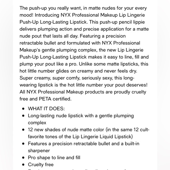 🆕NYX- Lingerie Push-Up Long Lasting Lipstick- CORSET - Picture 3 of 5